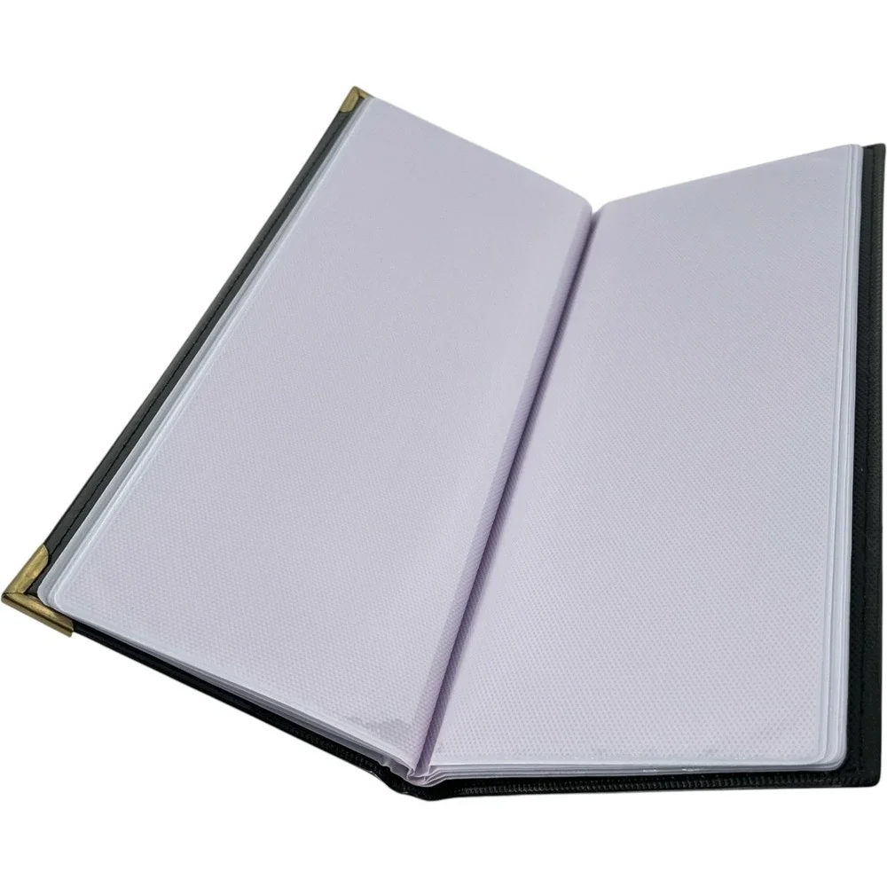 Black Faux Leather Currency / Panoramic / Ticket  Album 10x3.5 - Holds 24
